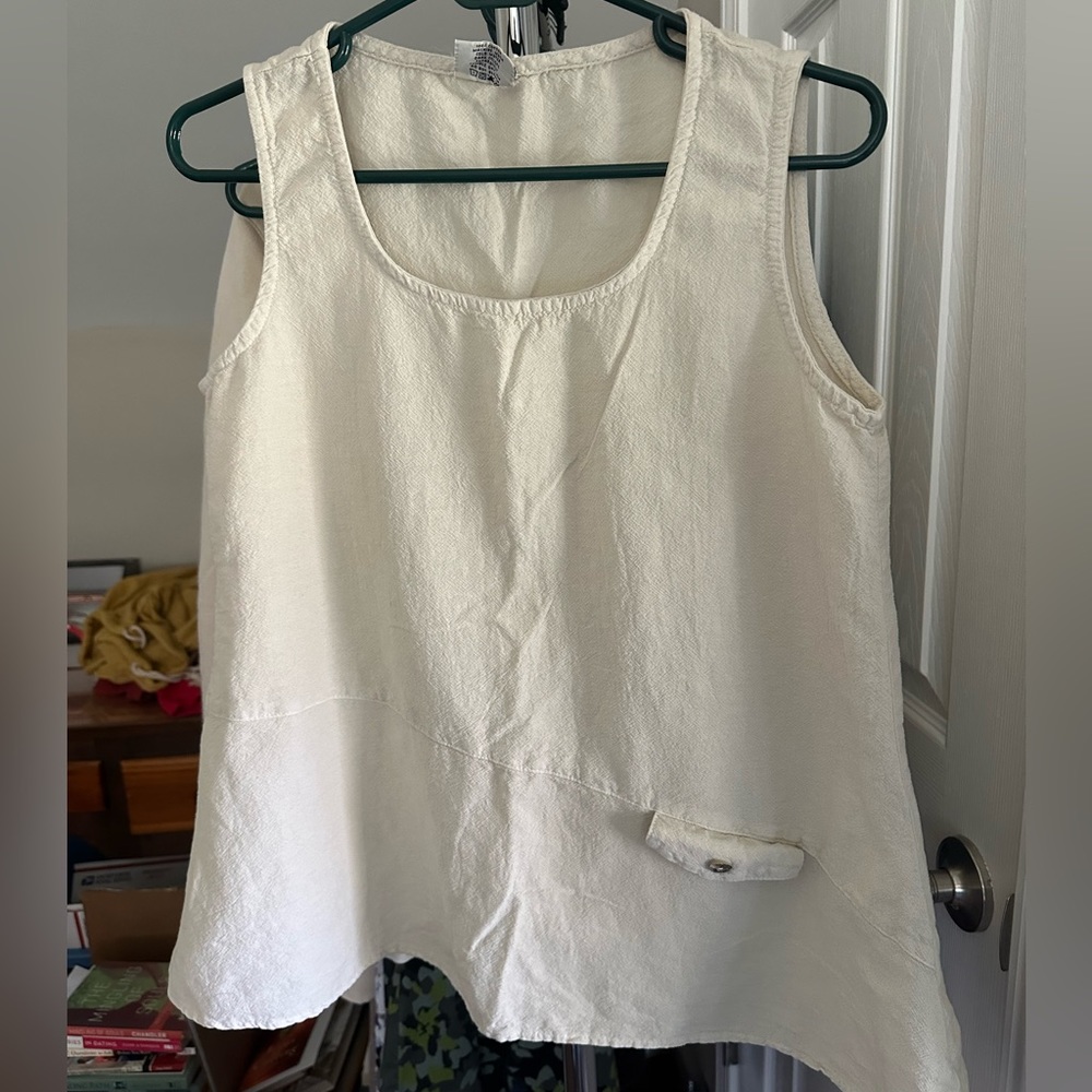 Off white cotton tank top women’s size small, Color Me Cotton.